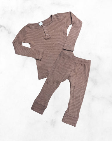 the simple folk ♡ 18-24 mo ♡ brown ribbed henley set