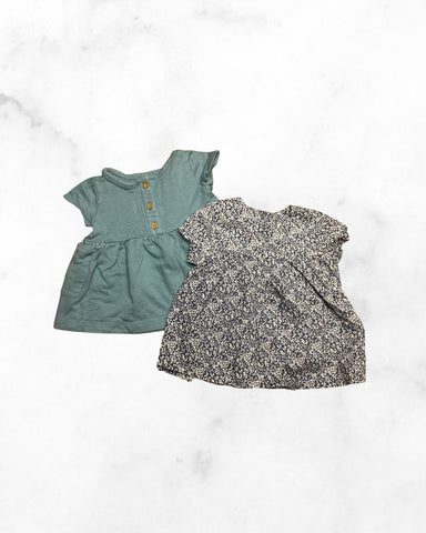 little planet/wheat ♡ 3m ♡ blue henley & floral dress bundle