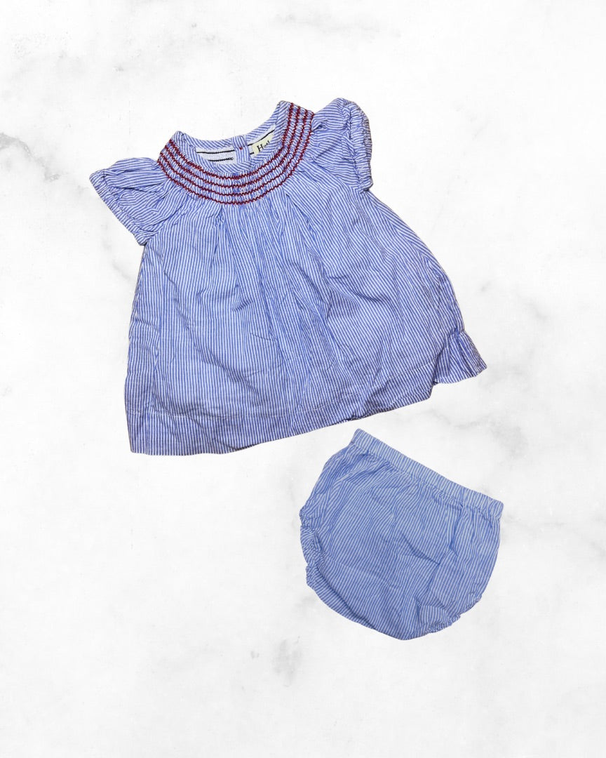 hatley ♡ 9-12 mo ♡ striped button back short sleeve dress & bloomer set