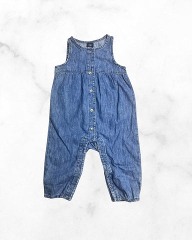 gap ♡ 6-12 mo ♡ button down denim tank romper