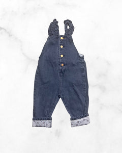 zara ♡ 12-18mo ♡ cheetah trim black denim overalls