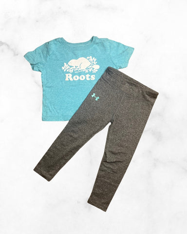 roots/under armour ♡ 3t ♡ aqua tee & legging set