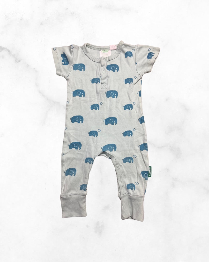 parade organics ♡ 6-12 mo ♡ short sleeve elephant romper