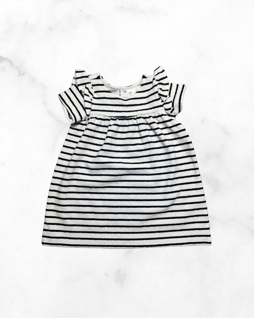 h&m ♡ 12-18 mo ♡ striped ruffle shoulder dress