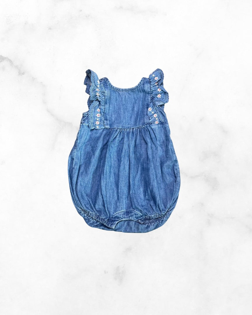 gap ♡ 3-6 mo ♡ floral embroidered denim romper