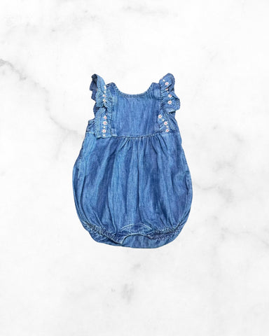 gap ♡ 3-6 mo ♡ floral embroidered denim romper