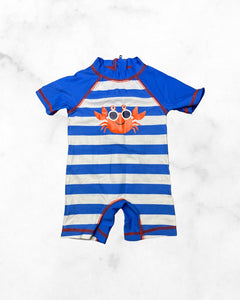 little me ♡ 12 mo ♡ striped crab rash guard