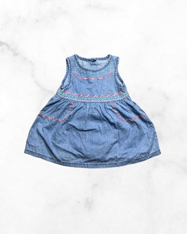 gymboree ♡ 3-6 mo ♡ chambray aztec trim tank dress