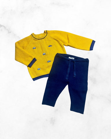 mayoral/cyrillus ♡ 6 mo ♡ car knit sweater & jogger set