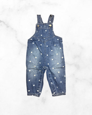 gap ♡ 12-18 mo ♡ lightweight polka dot denim overalls
