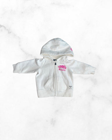 roots ♡ 3-6 mo ♡ white zip up hoodie