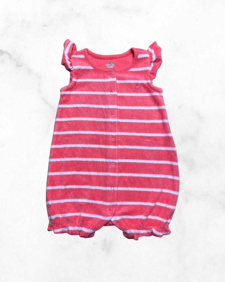 gap ♡ 6-9mo ♡ terry pink striped ruffle tank romper