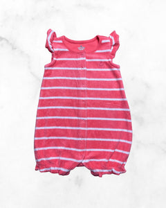 gap ♡ 6-9mo ♡ terry pink striped ruffle tank romper