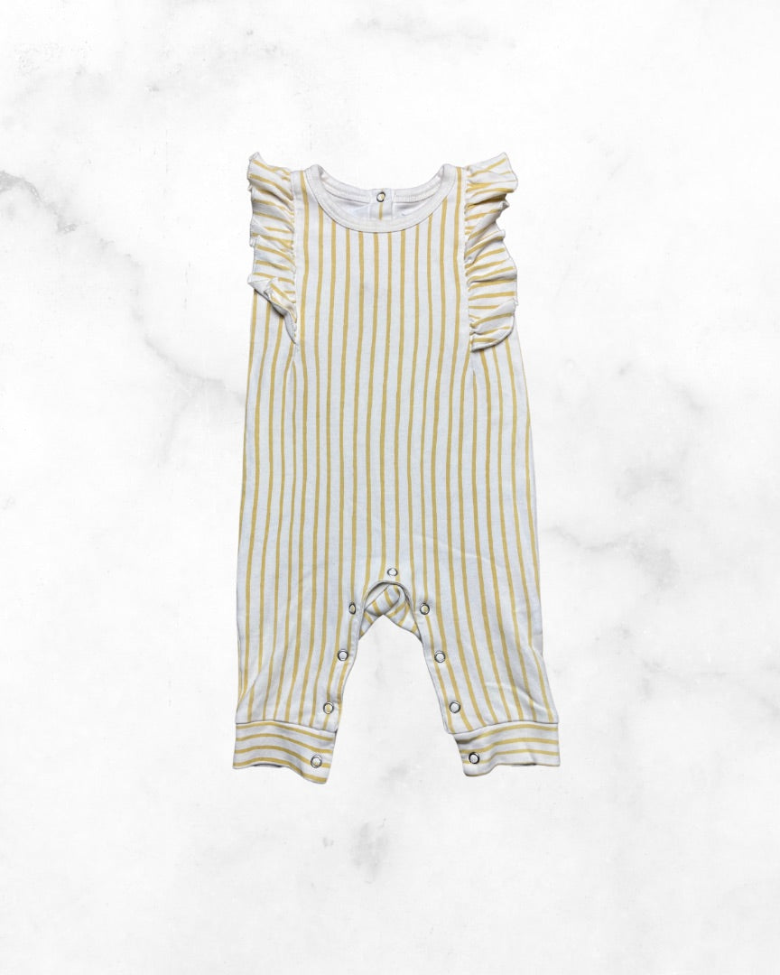pehr ♡ 6-12 mo ♡ marigold stripes away ruffle sleeveless romper