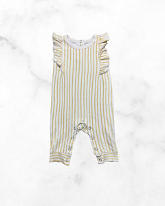 pehr ♡ 6-12 mo ♡ marigold stripes away ruffle sleeveless romper