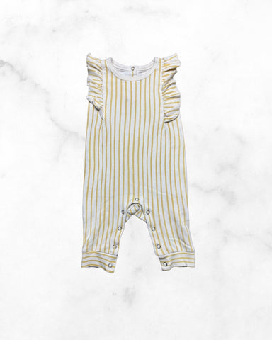 pehr ♡ 6-12 mo ♡ marigold stripes away ruffle sleeveless romper