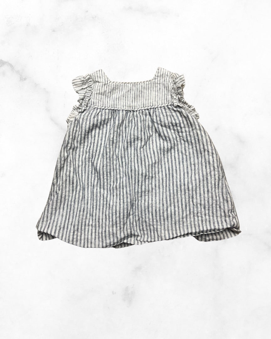 zara ♡ 0-3 mo ♡ striped button back ruffle tank dress