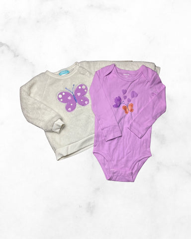 pekkle ♡ 24 mo ♡ butterfly furry crew set