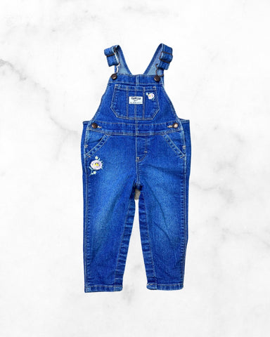 oskosh ♡ 12mo ♡ floral embroidered denim overalls