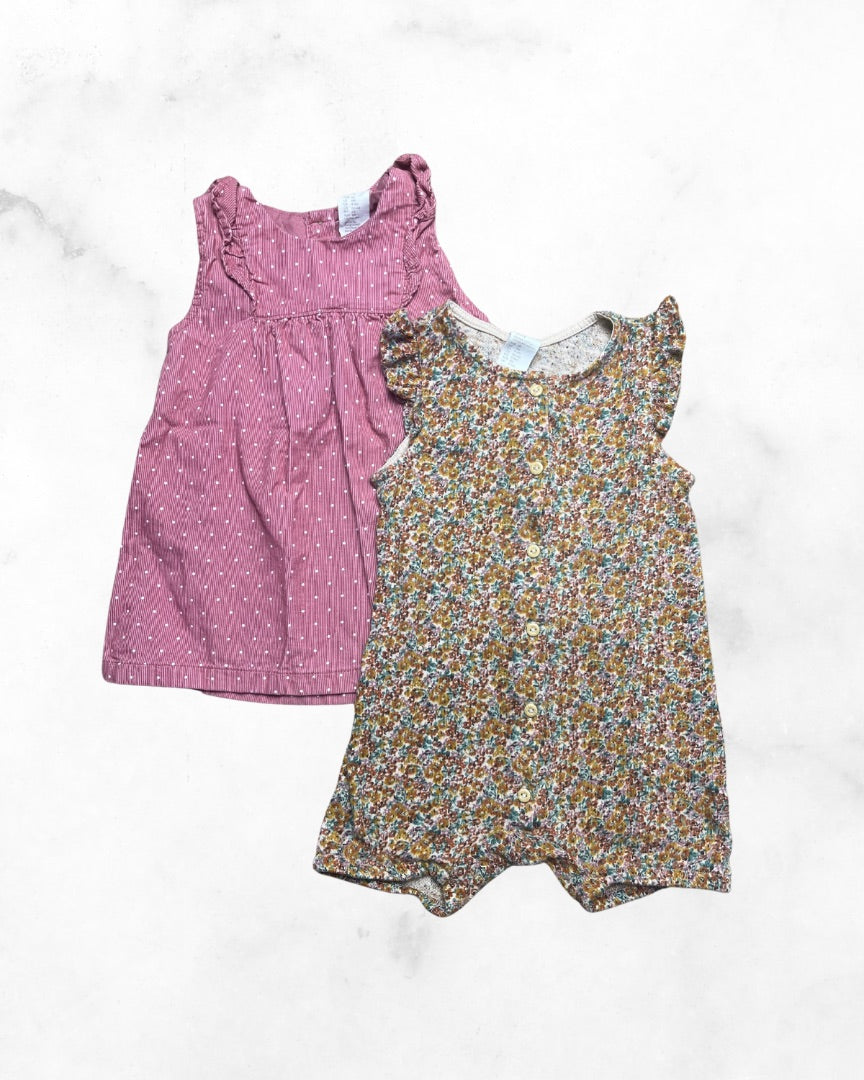 h&m ♡ 4-6 mo ♡ corduroy dress & romper bundle