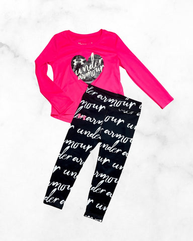 under armour ♡ 2t ♡ sparkle heart dry-fit set