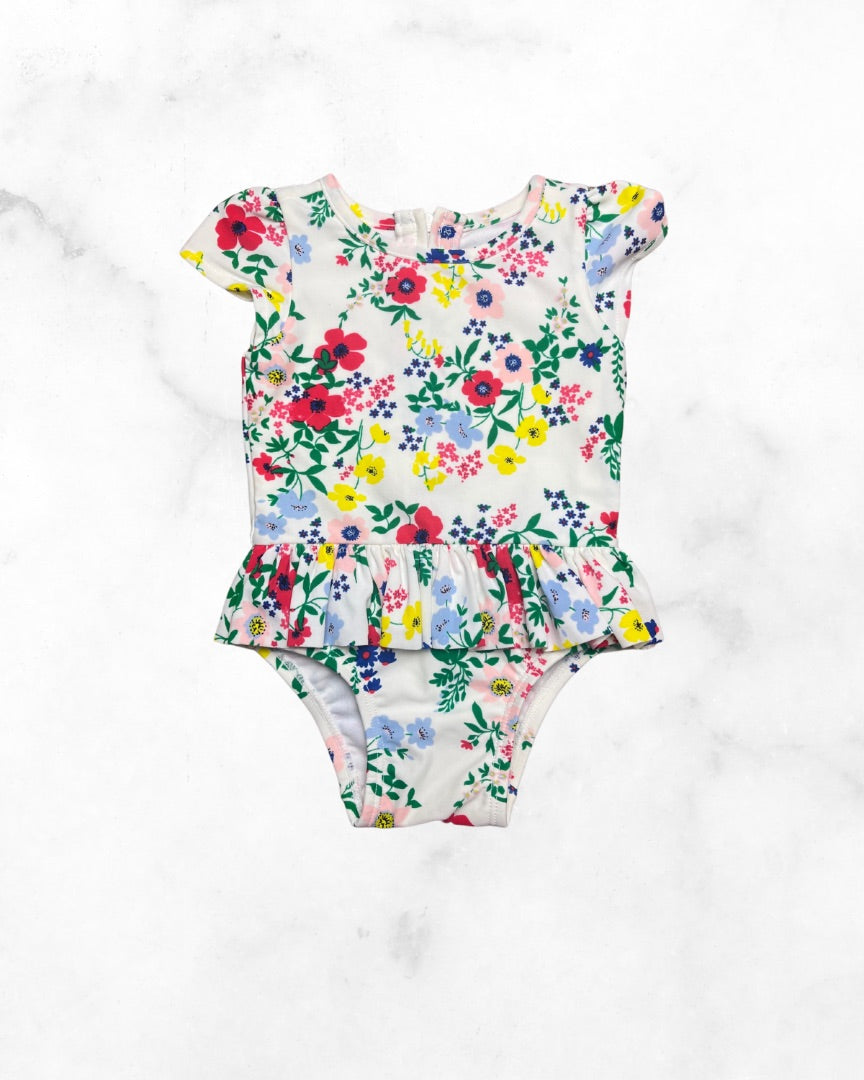 gap ♡ 0-6 mo ♡ floral one piece ruffle swim suit