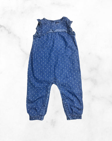 12-18 mo ♡ 12-18 mo ♡ polka dot chambray ruffle tank romper