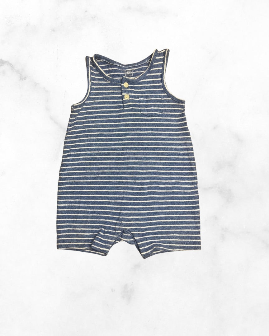 gap ♡ 6-12 mo ♡ striped tank henley romper w/pocket