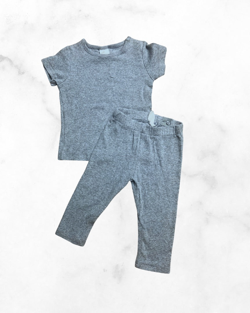 h&m ♡ 6-9 mo ♡ lightweight ribbed blue cotton set