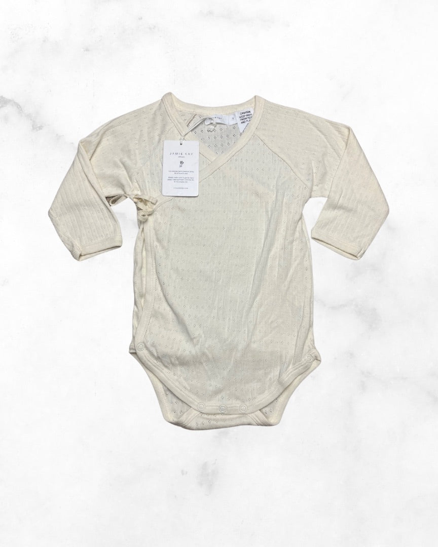 jamie kay ♡ 12 mo ♡ off white kimono long sleeve bodysuit