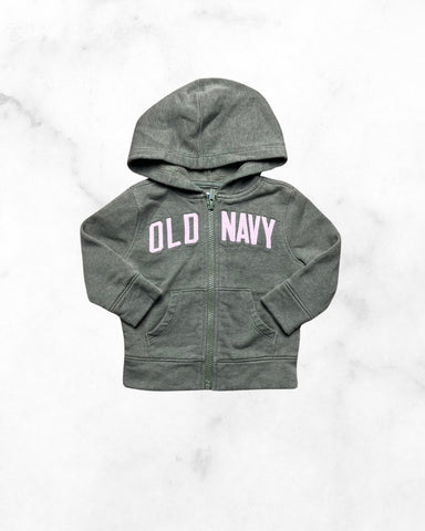 old navy ♡ 12-18 mo ♡ army green & pink zip up