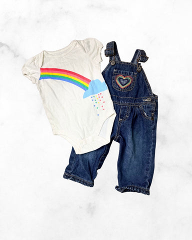 gap /oshkosh ♡ 6-12 mo ♡ rainbow overall set