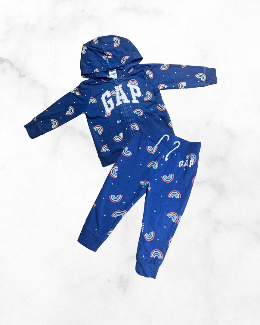 gap ♡ 2t ♡ rainbow big logo hoodie & jogger set