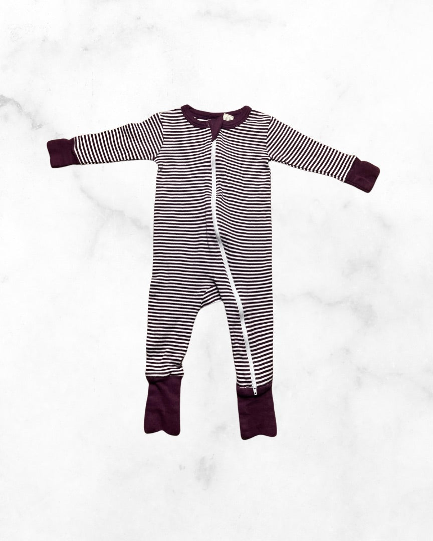 parade organics ♡ 6-12 mo ♡ maroon striped zip sleeper