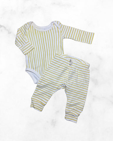 pehr ♡ 0-3mo ♡ marigold stripes away long sleeve ruffle set