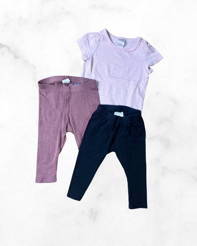 jax&lennon/h&m ♡ 0-6mo ♡ pink striped tee & legging set