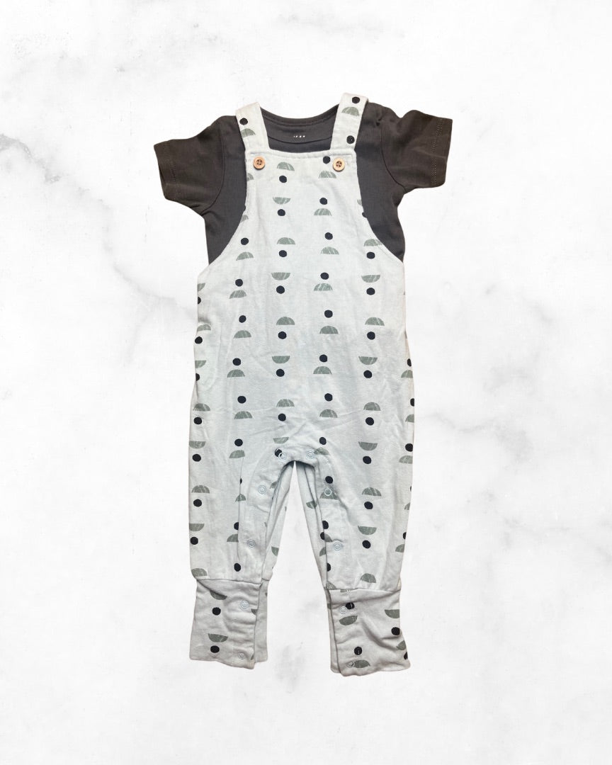 gagou tagou/h&m ♡ 6-12 mo ♡ dot cotton overall set