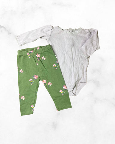 gap/carters ♡ 6-12 mo ♡ grey bodysuit & floral legging set