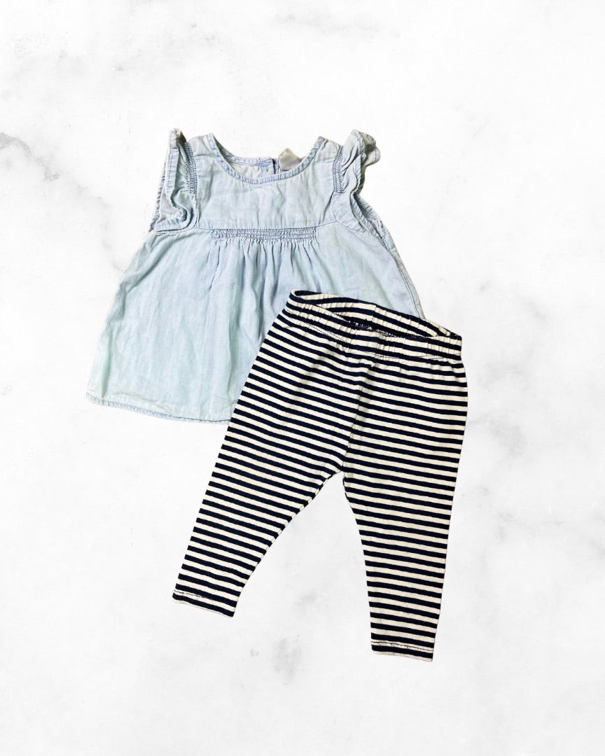 gap ♡ 6-12 mo ♡ denim chambray peplum tank set