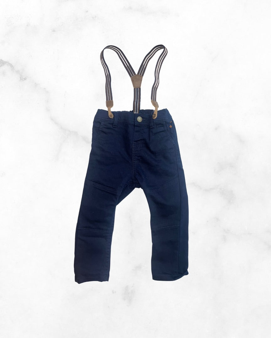 h&m ♡ 12-18 mo ♡ navy suspender pants