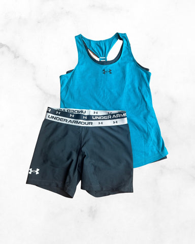 underarmour ♡ 10/12 ♡ teal double the fun tank set