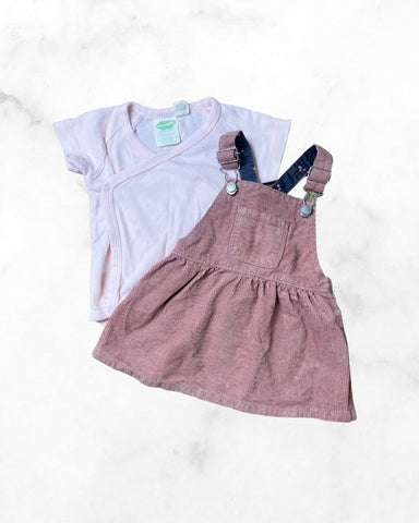 zara/parade organics ♡ 6-12 mo ♡ pink cord jumper & bodysuit set