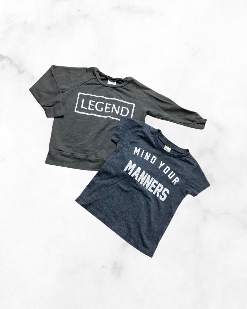 posh & cozy/kavio ♡ 6-12 mo ♡ legend crewneck & mind your manners bundle