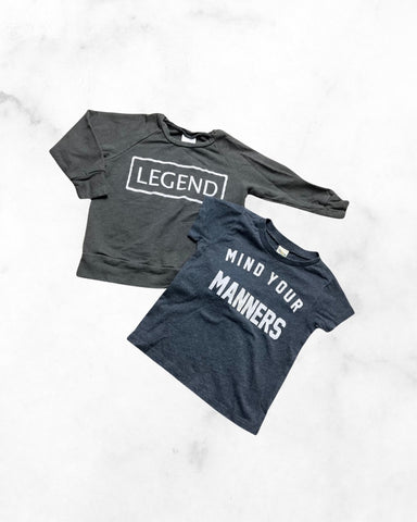 posh & cozy/kavio ♡ 6-12 mo ♡ legend crewneck & mind your manners bundle