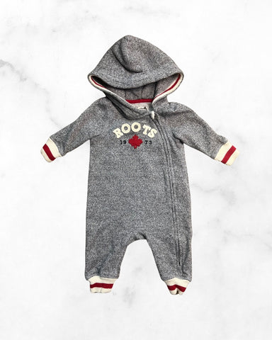 roots ♡ 0-3 mo ♡ grey cabin one piece hoodie