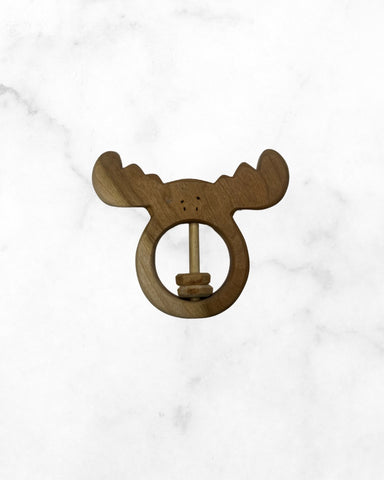 the wooden kind ♡ o/s ♡ moose rattle & teething toy