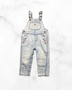 oshkosh ♡ 12-18 mo ♡ light wash denim floral embroidered overalls