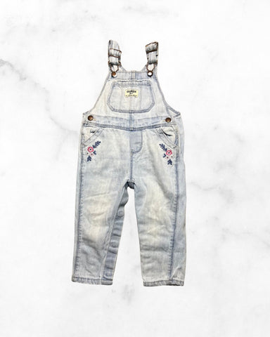 oshkosh ♡ 12-18 mo ♡ light wash denim floral embroidered overalls