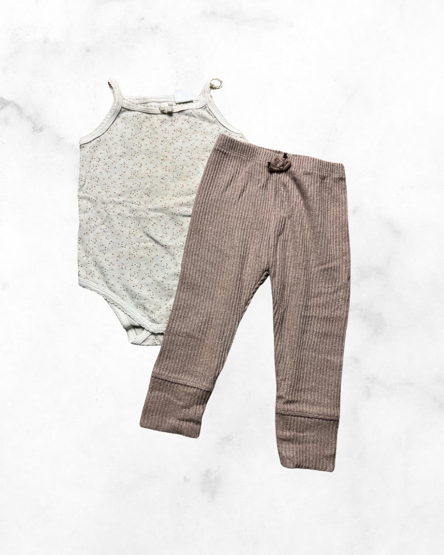 jamie kay/zara ♡ 12-18 mo ♡ floral tank bodysuit and ribbed leggings set