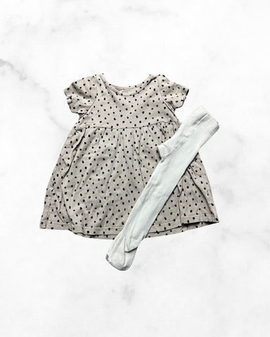 h&m/m&s ♡ 6-12 mo ♡ spotted skater dress & tights bundle